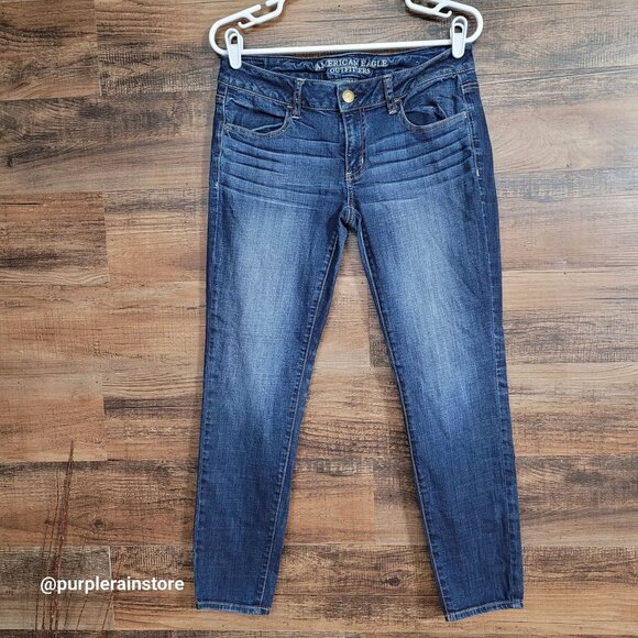 American Eagle Jeans 6 S Jegging Low Rise Super Stretch Medium Dark Wash Denim - Picture 1 of 12